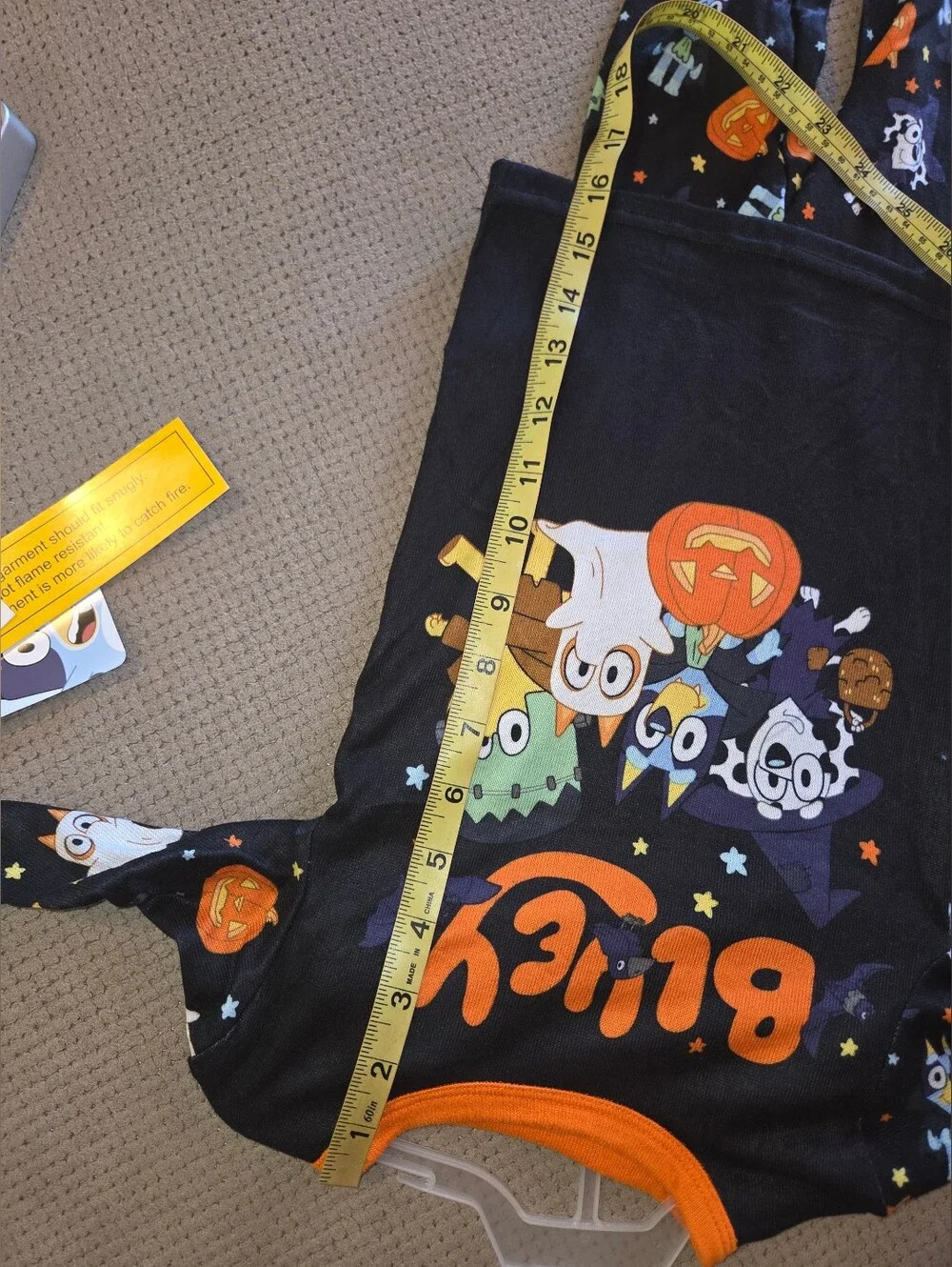 Boys 2-Piece Black & Orange Bluey Halloween Top & Pants Pajama Set Size 4